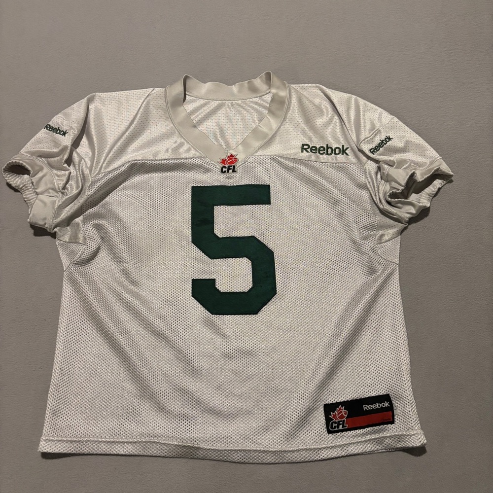 Saskatchewan Roughriders Football Jersey Size Large White‎ Blank Summer CFL #5